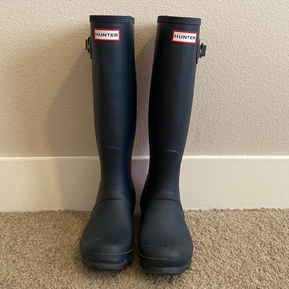 Navy/Fuschia Stripe Hunter Wellington Boots EU38/SIZE 7